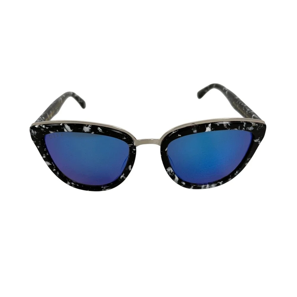 DIFF Eyewear Rose Polarized Sunglasses Black White Tortoise Frame